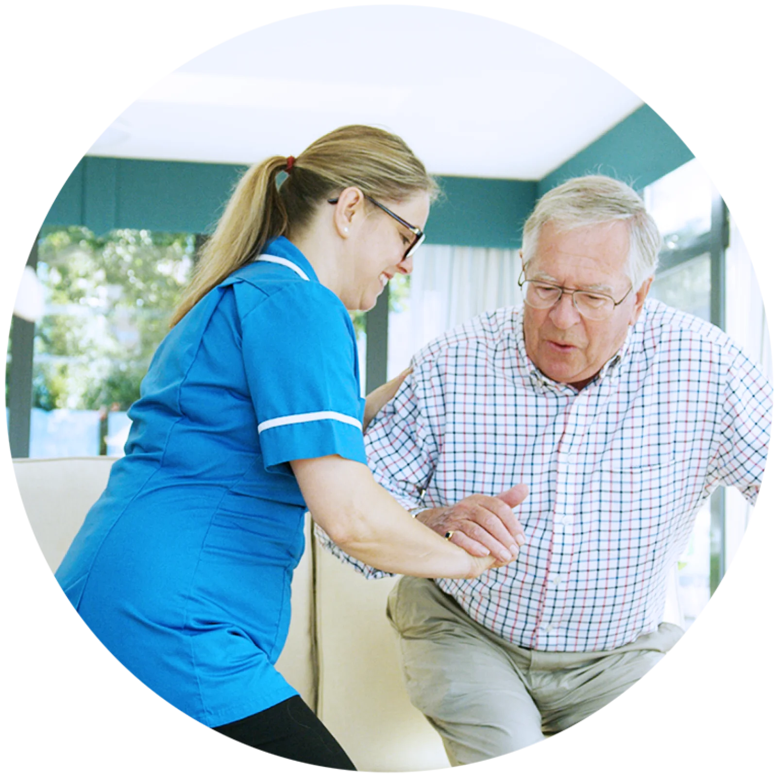 Nurse from Ocean Healthcare assisting an elderly man.